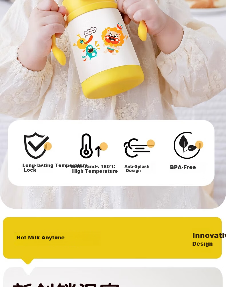 NEVS Insulated Cup for Children, 316 Stainless Steel Baby Water Bottle with Straw, Direct Drinking Sippy Cup for Ages 1-3, 350ml - Younuo White 2