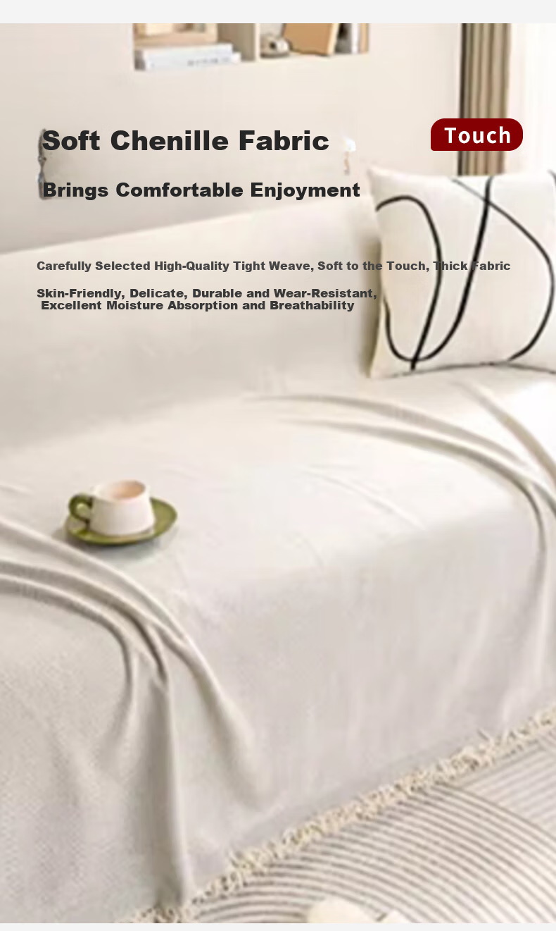 MUJI Sofa Cover Full Wrap Four Seasons Non-Slip Sofa Slipcover 180x260cm Herringbone Khaki 4