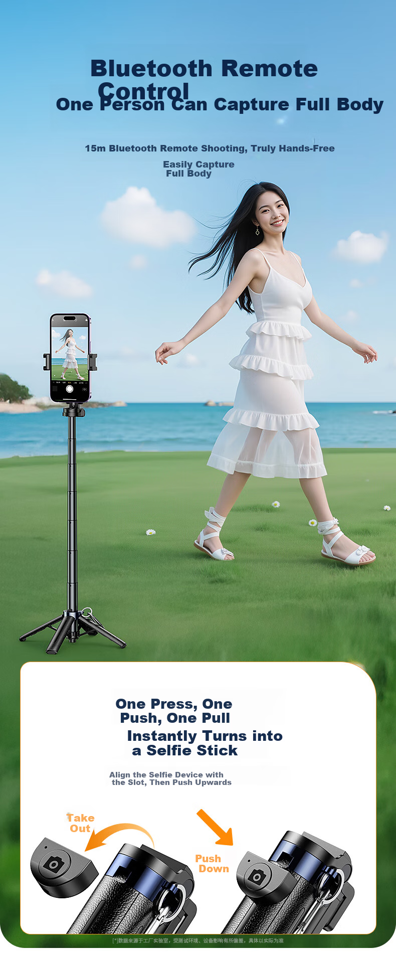Samtogo Zoom Mini Selfie Stick Phone Holder Floor Tripod Compact Portable Travel Gadget 360° Rotating Stabilized Gimbal Follow Shooting Multifunctional All-in-One 14