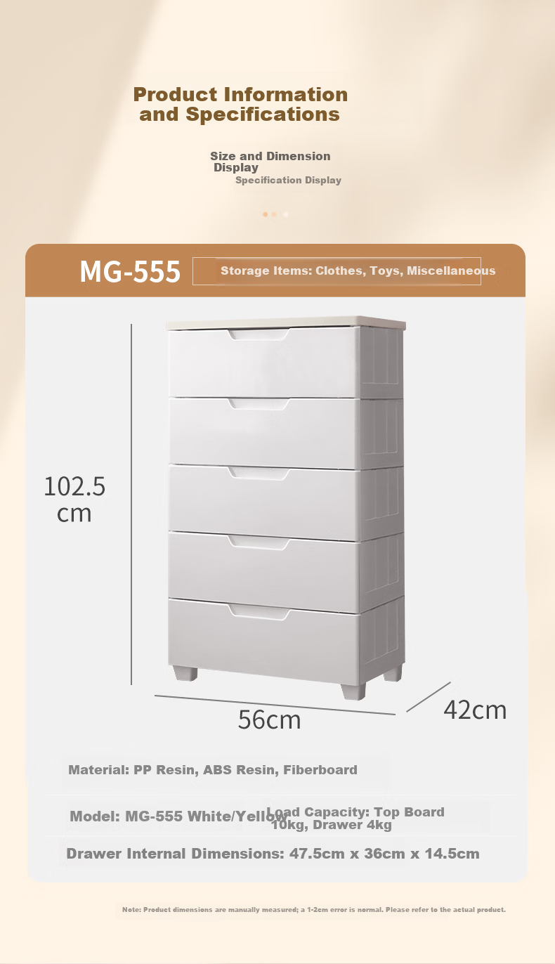 IRIS Storage Cabinet, Drawer-Style Baby Wardrobe, Storage Cabinet, Simple Organizer Cabinet, Eco-Friendly Plastic Storage Box, Alice Five-Tier 13
