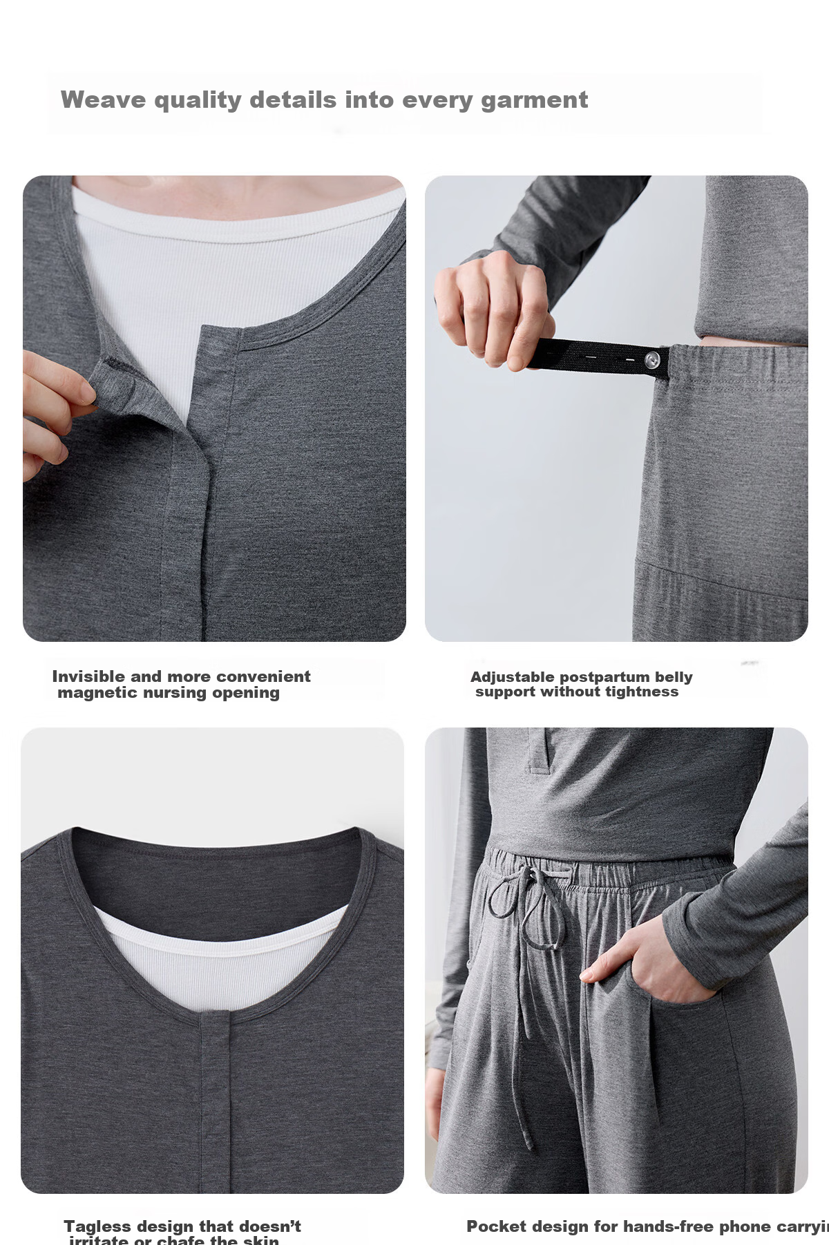 JOYNCLEON Bamboo Fiber Maternity Pajamas Spring Summer Nursing Postpartum Pregnancy L jyz204870 19
