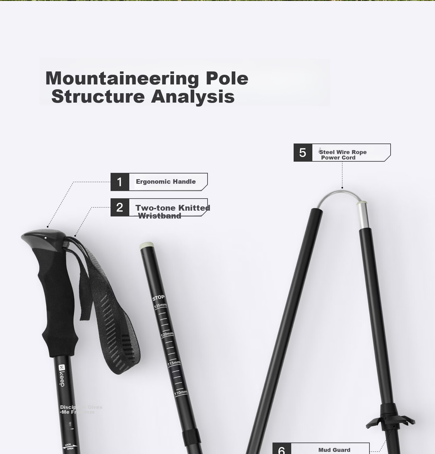 Keep Aluminum Alloy Trekking Pole for Children, Ultra-Light Telescopic Hiking Equipment, Portable Pressure-Resistant Walking Stick, Outdoor Cane 7
