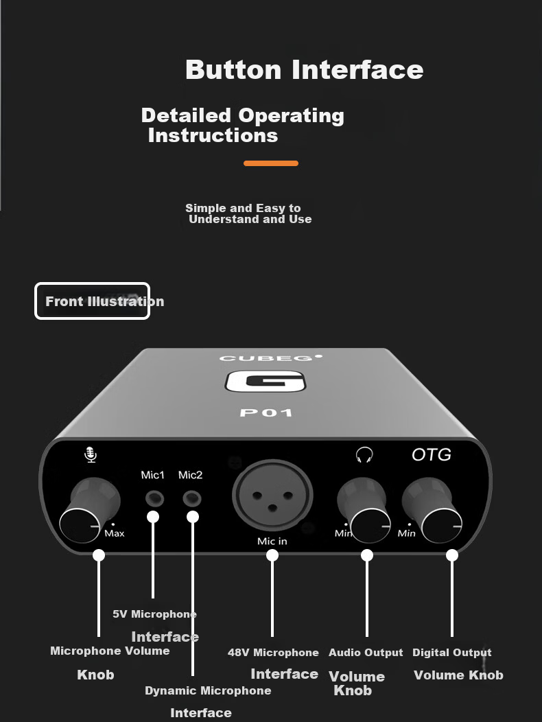 CubeGP01 Built-in 48V Professional Software Sound Card Live Streaming Recording Gaming Wired Wireless Recording Professional Streaming Equipment Official Debugging [Requires Computer Connection] 10