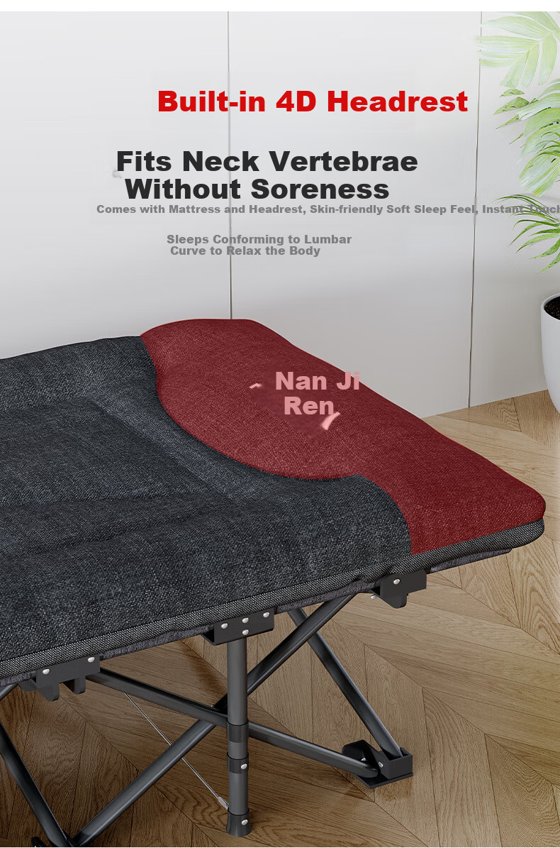 Nanjiren Folding Single Nap Bed Military Cot Care Bed Mattress Integrated 14-Leg Bed 8