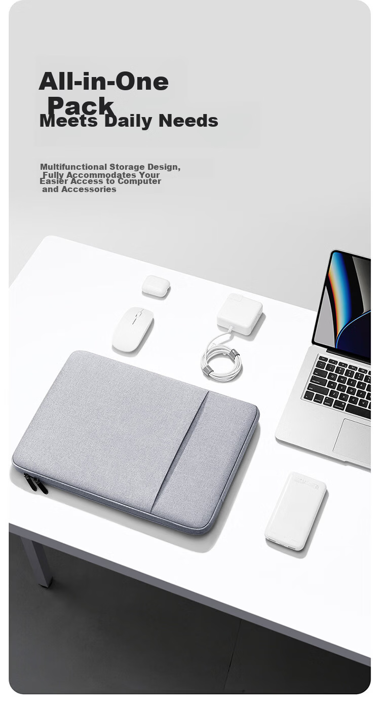 Biyoumei Laptop Sleeve Padded Shockproof Inner Lining Storage Bag with Compartments for Apple Huawei Lenovo Xiaomi 13.3-inch Black 3