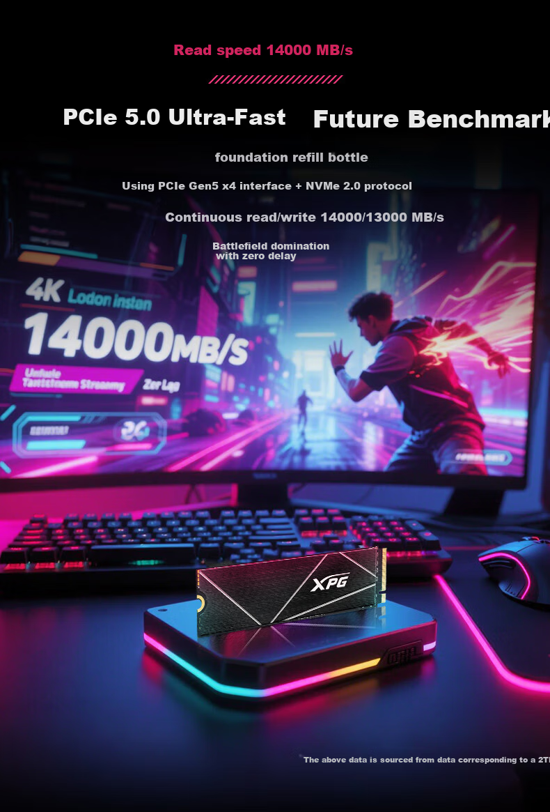 ADATA 2TB SSD M.2 NVMe PCIe 5.0 x4 AI Computer Accessory 14000MB/s Read Speed XPG S150 5