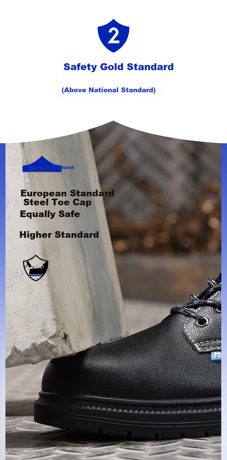 BlueOwl Shield Men's Breathable Durable Anti-Static Waterproof Anti-Smash Toe Anti-Puncture Worksite Safety Shoes D005A-1 Size 44 9
