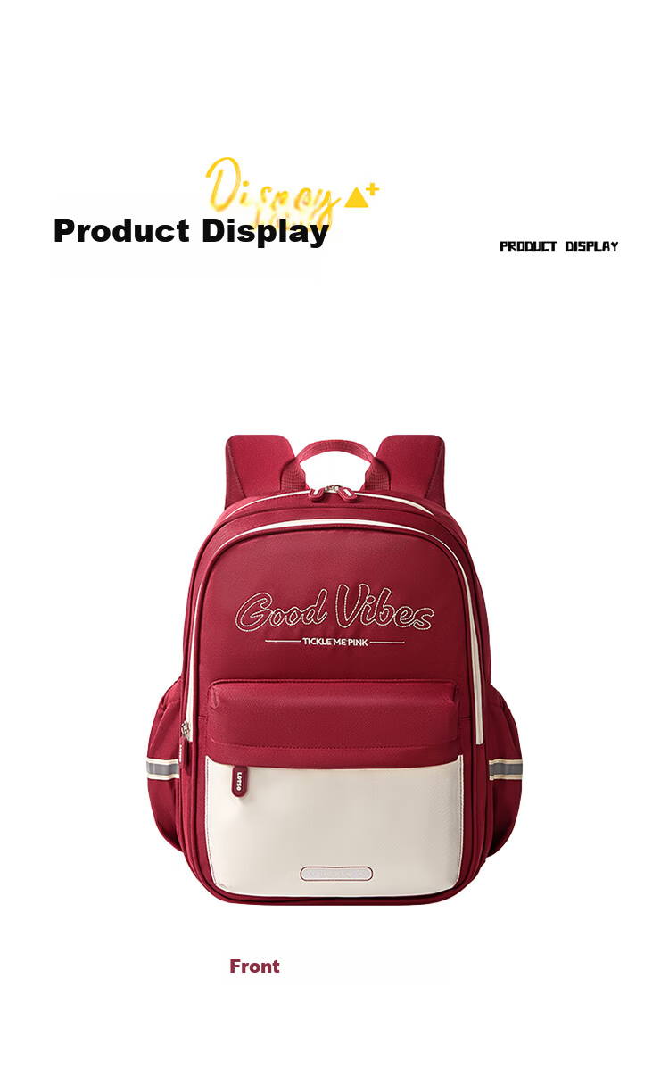 Disney Elementary School Backpack Lightweight Ergonomic Kids Schoolbag for Grades 1-3-6 Boys and Girls Stylish Casual Double Shoulder Bag 12