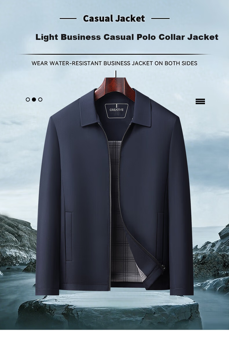 ROMON Executive Jacket Men's Spring and Autumn Casual Lapel Coat Middle-aged and Elderly Dad Style 2539 Black 4XL 1