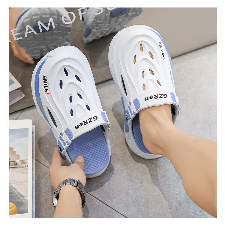 CARTELO Men's Sandals 2026 New Soft Sole Beach Slippers Dual-Use Thick Sole Hole Shoes Mint Green Size 40-41 18