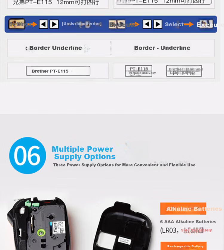 Brother PT-E115B Label Printer (TZe Tape 3.5-12mm for Electrical and Telecommunications Industry) 8