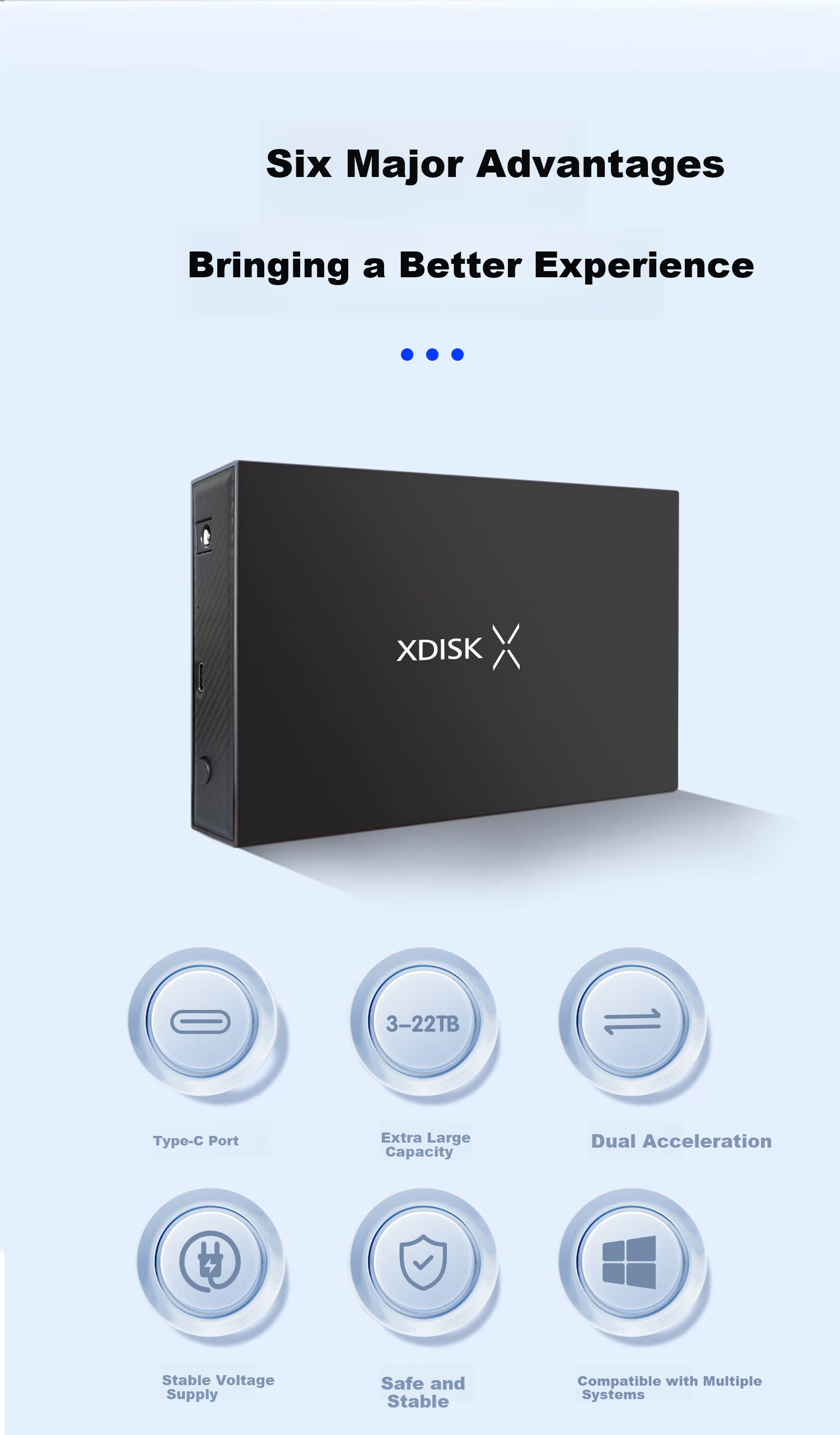XDISK 6TB Portable Hard Drive USB 3.1 Desktop Hard Drive Type-C External Computer TV Gaming Metal 3.5-Inch Hard Drive Home Data Storage 2