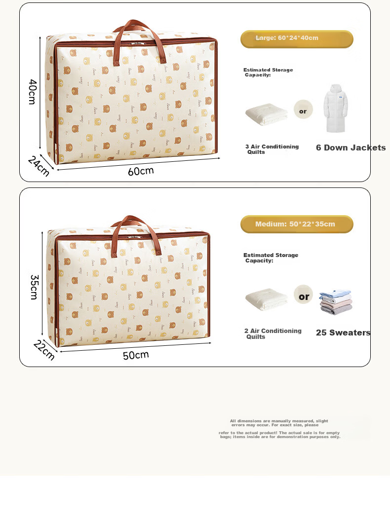 Baicaoyuan Quilt Storage Bags, Moving Packing Bags, Kindergarten Clothes Organizer, Bedding And Clothing Luggage Bags, 105L*2 Pieces 7