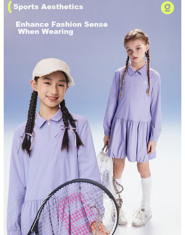 Onmygame Blokette Sporty Girls' High Elasticity Sun Protection Dress Spring Glacier Gray 140 9