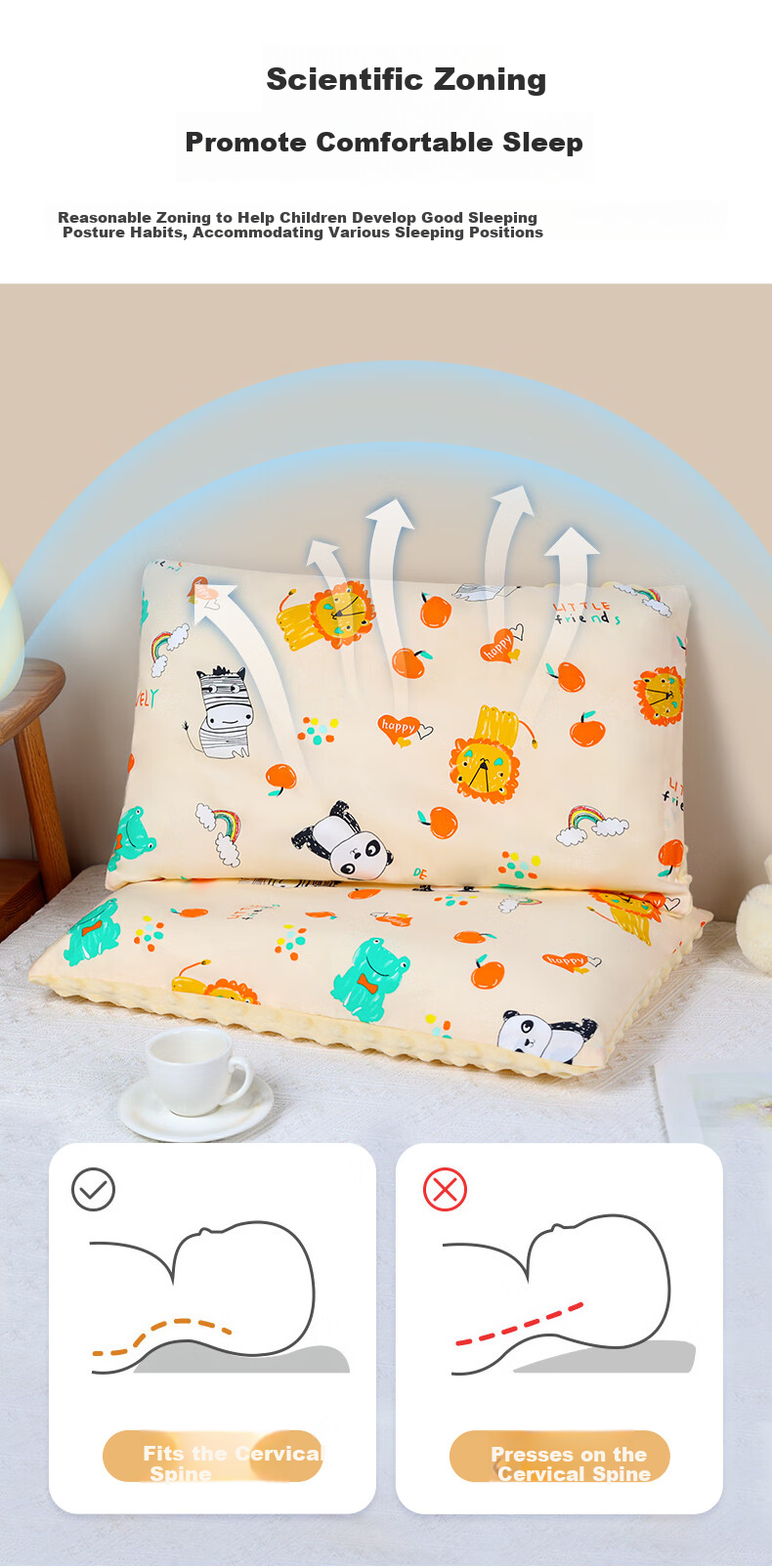 Grace A-Class 100% Cotton Children's Nap Pillow Student Velvet Baby Kindergarten Pillow 6
