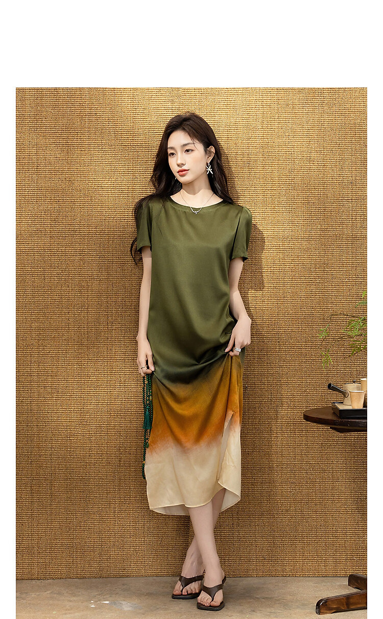 Demana 19MM Mulberry Silk Summer Urban Retro Gradient Loose Slim Fit Dress for Women High-End Feel 11