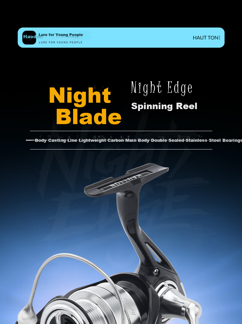 HAUT TON Night Blade Lure Integrated Casting Carbon Lightweight Versatile Long Cast Micro Bait Electroplated Spinning Reel 1500 Series 1