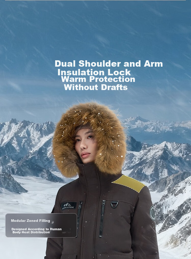 Bosideng Extreme Cold Goose Down Jacket Unisex Couple Thickened Winter Warm Windproof Coat with Large Fur Collar 6