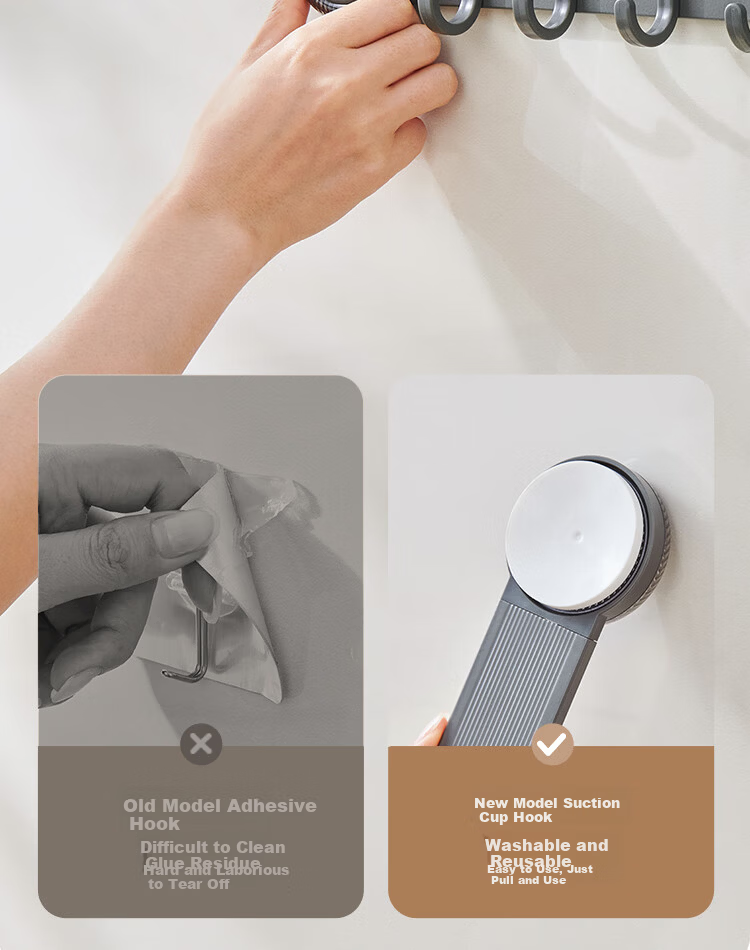 Ecoco Suction Cup Hook Door Hanging Strong Adhesive No Drilling Bathroom Kitchen Entryway Key and Hat Rack 25228 White 16