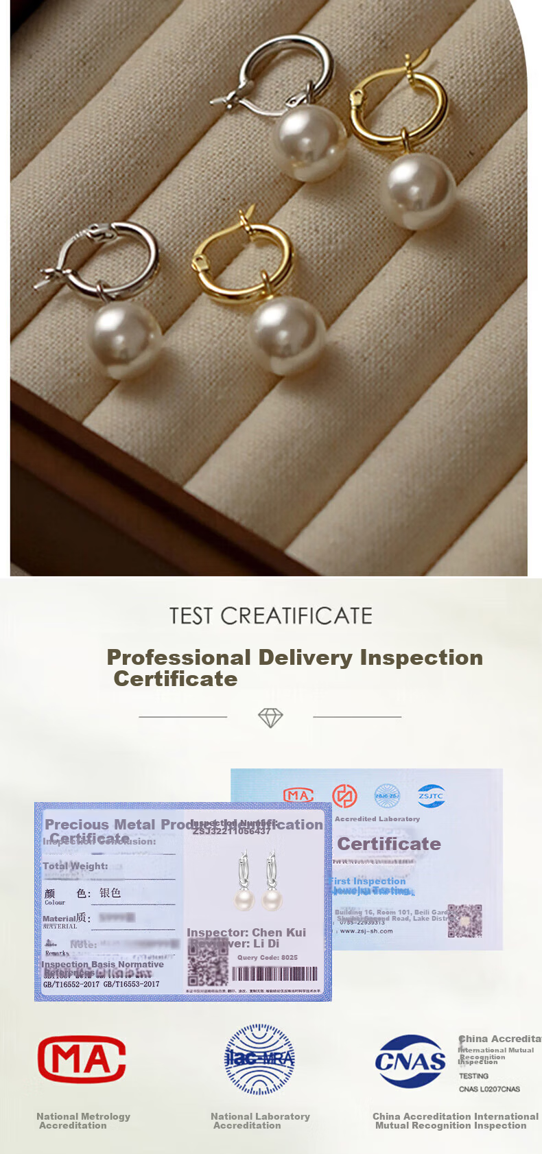 Chow Tai Fook [1000+ Stores] Shijia Pearl Silver Earrings Women's Light Luxury High-End Stud Earrings 520 Gift for Girlfriend 4