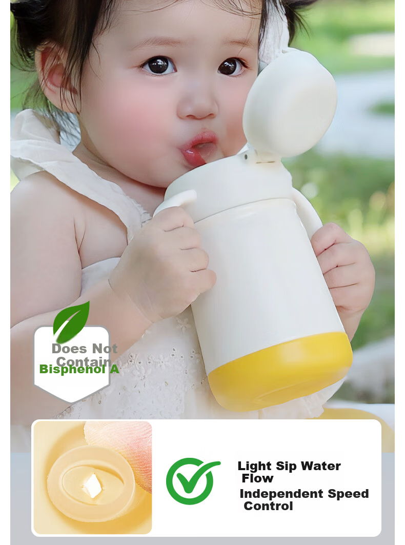 NEVS Kids Insulated Water Bottle Elementary School Direct Drinking Large Capacity Straw Cup 316 Stainless Steel Kindergarten Water Cup 500ml 10