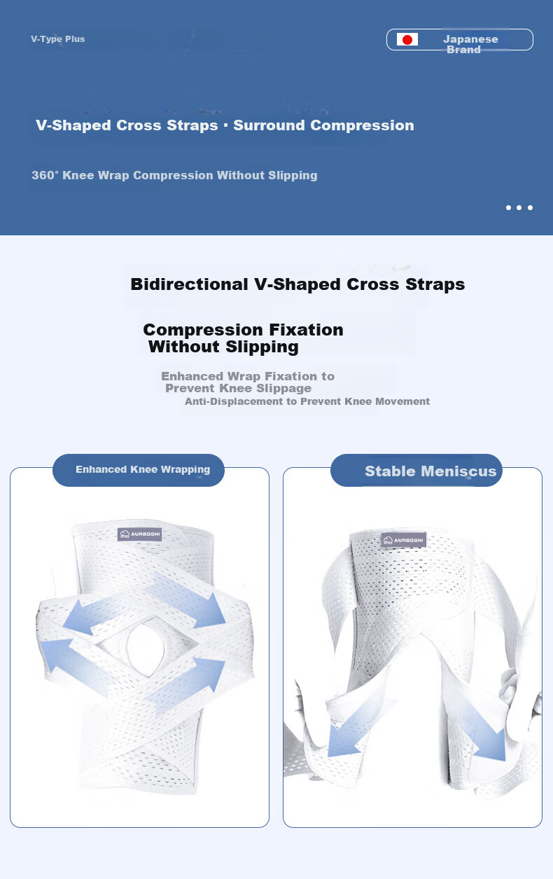 AURBOSHI Japanese Sports Knee Brace for Medical Meniscus Ligament Patella Injury, Specially Designed for Men And Women, Suitable for Running, Hiking, And Badminto 6