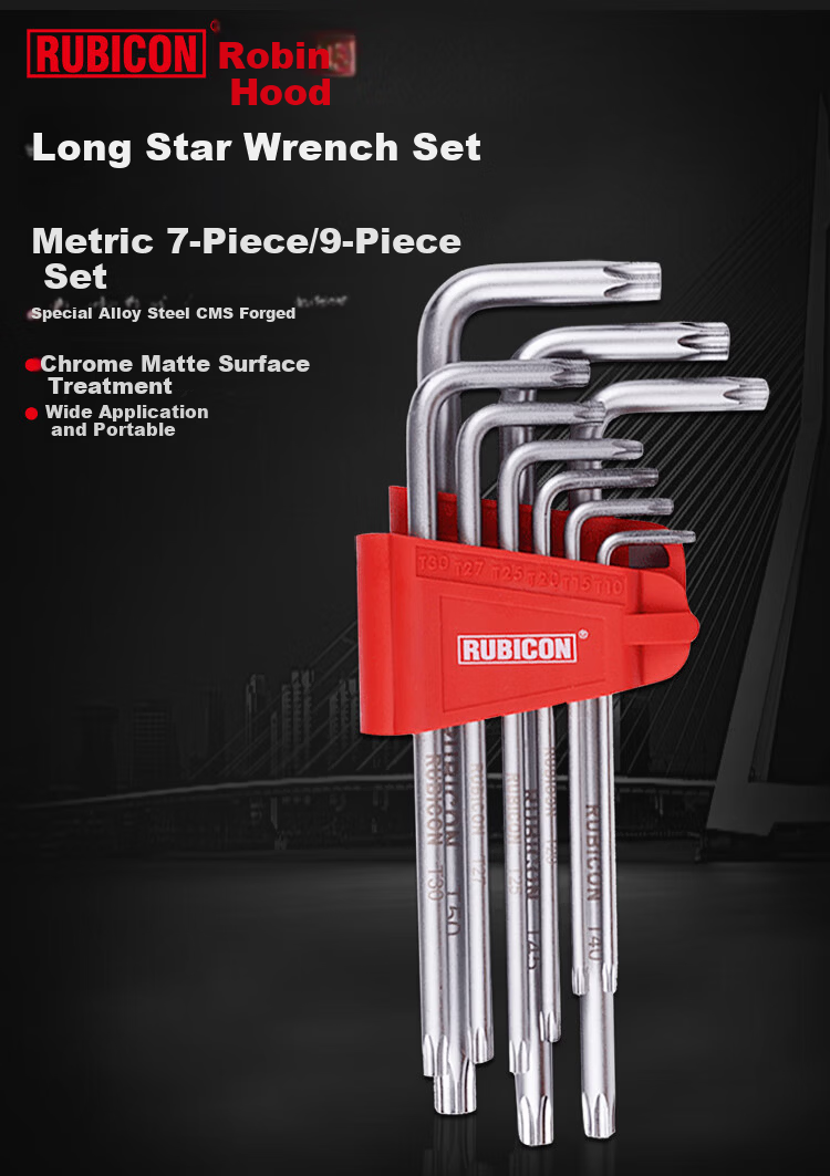 RUBICON Imported Extended Star Hex Key Wrench Set 9-Piece RTK-389L 1