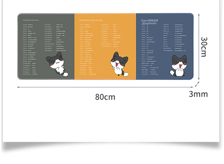 Biyoumei Rubber Keyboard Mouse Pad Desk Mat Thickened Large Student Office Computer Desk Mat PR Shortcut Keys Version 90*40*0.3cm 12