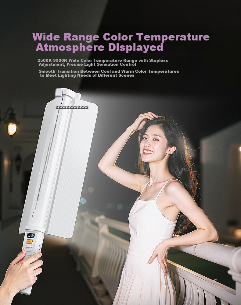 Kerunle RGB Handheld LED Full-Color Fill Light Stick Portable Adjustable Color Temperature Professional Video Photography Soft Light Outdoor Night Scene Light Stick 12