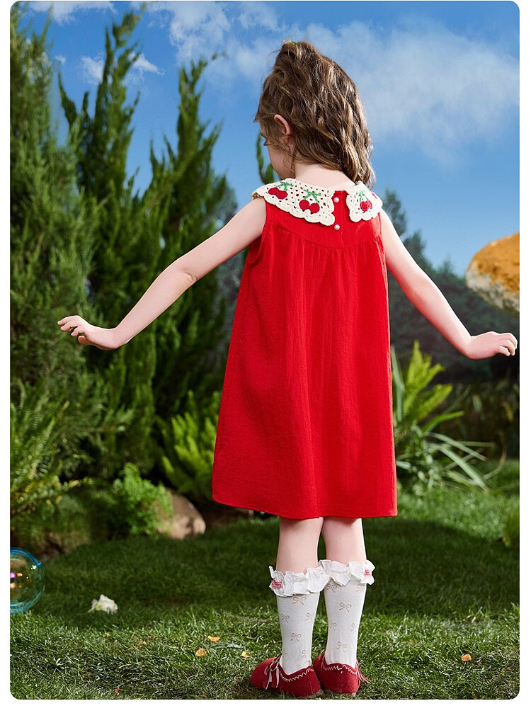 ASK JUNIOR Kids Summer Sleeveless Vest Dress Girls Princess Doll Collar Dress 16