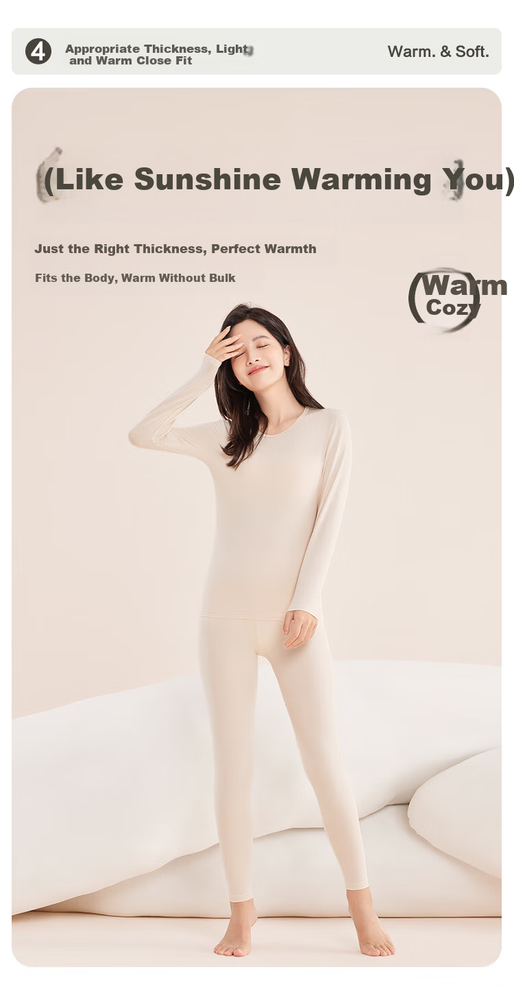 Hodo Women's Autumn Underwear Set, Size 40S, Soft And Elastic Modal Thin Warm Base Layer Underwear 4