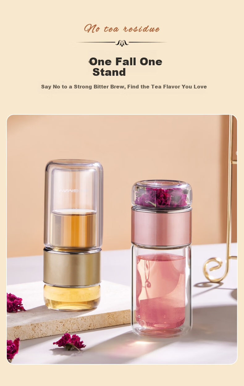 BVGMAV Glass Cup for Women Double-Layer Heat-Resistant Glass Tea Water Separation High-Value Tea Infuser Cup Premium Custom Gift 8