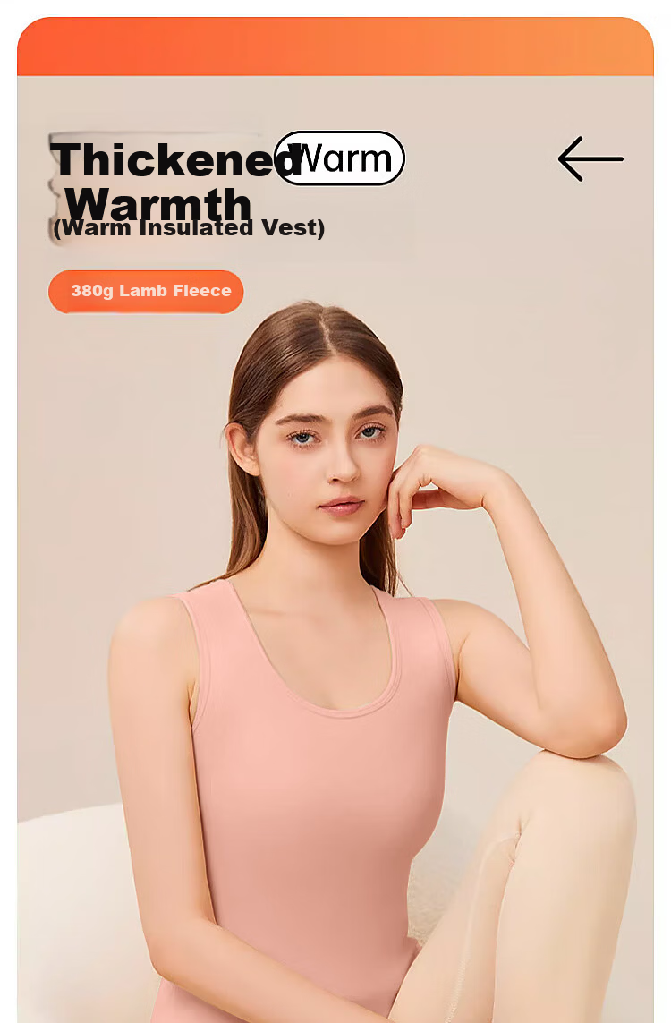 LangSha Autumn Winter Warm Lamb Fleece Thickened Antibacterial Mite-Resistant Vest Women's Thermal Base Layer Sleeveless Top 1