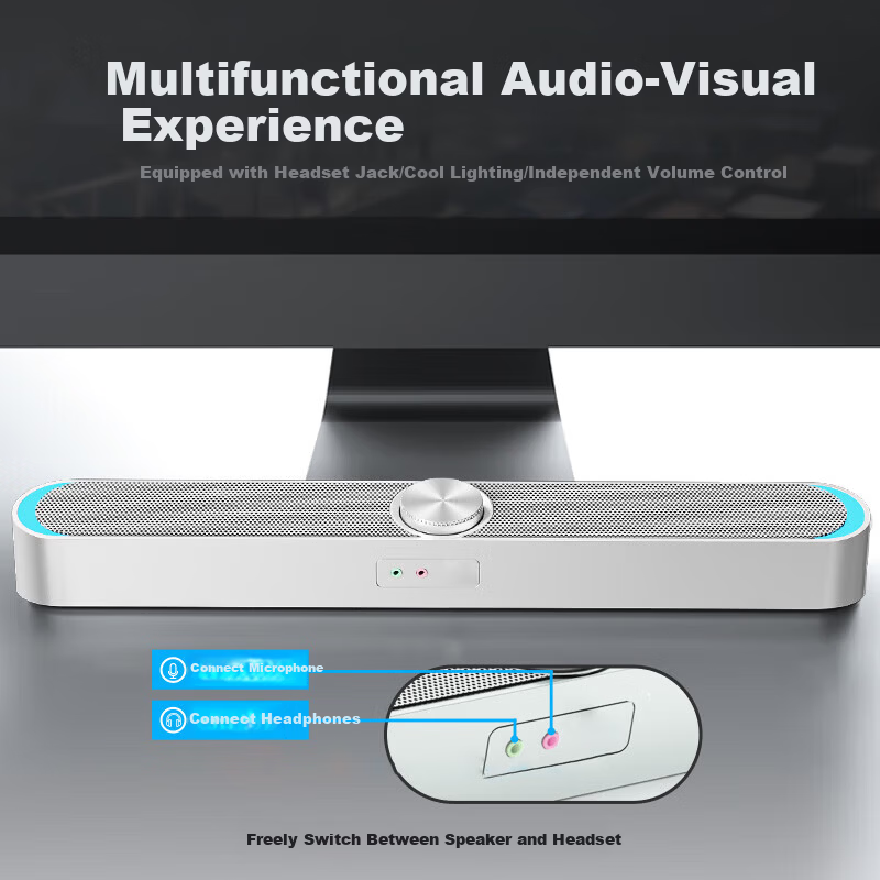SADA Microphone Computer Speaker Headset All-in-One Desktop Home Desktop Bluetooth Speaker USB Wired Multimedia Subwoofer Laptop Speaker 2