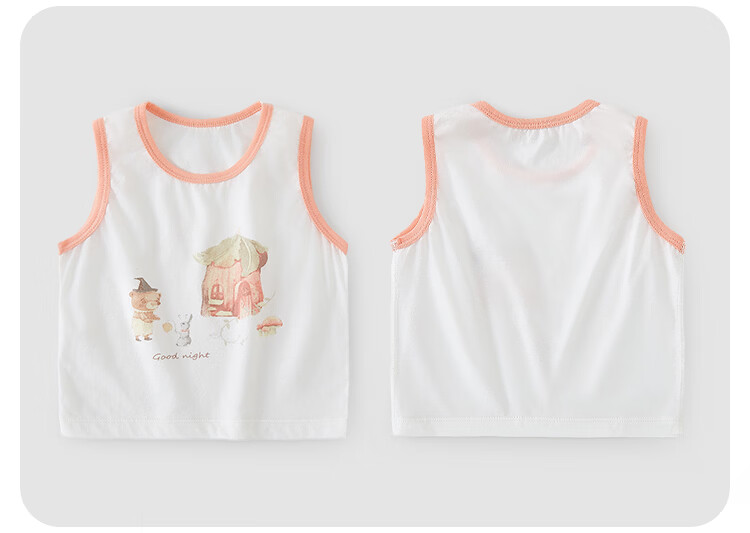 Xiyuan Kids Summer Thin Cotton Vest 2-Pack Unisex Children's Tank Top 7A Antibacterial Baby Inner and Outer Wear Sleeveless Shirt 16
