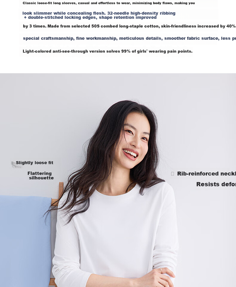 Urban Beauty White Cotton Long Sleeve T-Shirt for Women 2026 New Spring Autumn Plus Size Basic Top Spring Layering Shirt 5