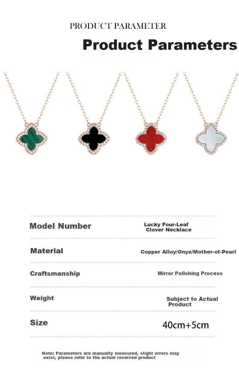 Grace Girl Diamond Four-Leaf Clover Double-Sided Necklace for Women Fresh Style Rose Gold Clavicle Chain Anniversary Birthday Gift for Girlfriend 8