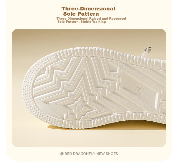 Red Dragonfly Women's Classic Thick Sole Height Increasing White Sneakers Simple Versatile Casual Shoes WPB15032 Beige/Black Size 36 10
