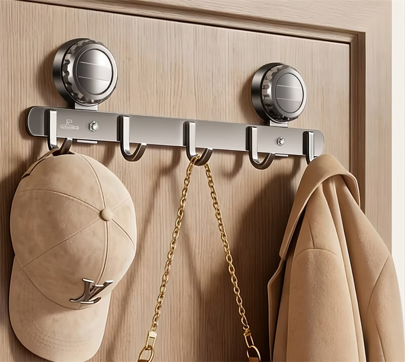 Submarine Suction Cup No-Drill Space Aluminum Hook Strong Waterproof Bathroom Adhesive Hook Clothes Hanger Over Door Coat Rack 2