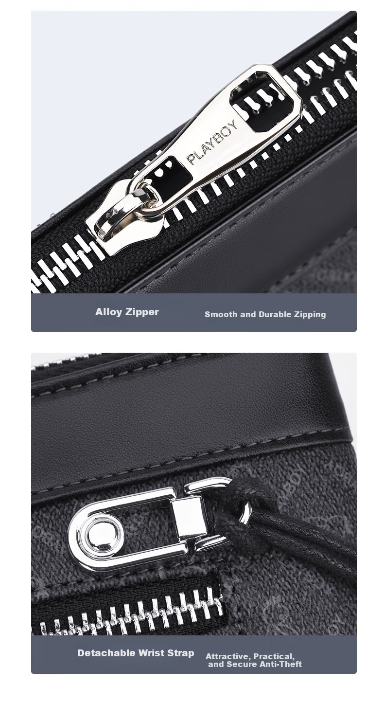 PLAYBOY Men's Large Capacity Clutch Multi-Functional Envelope Business Fashion Bag Birthday Gift for Husband 11