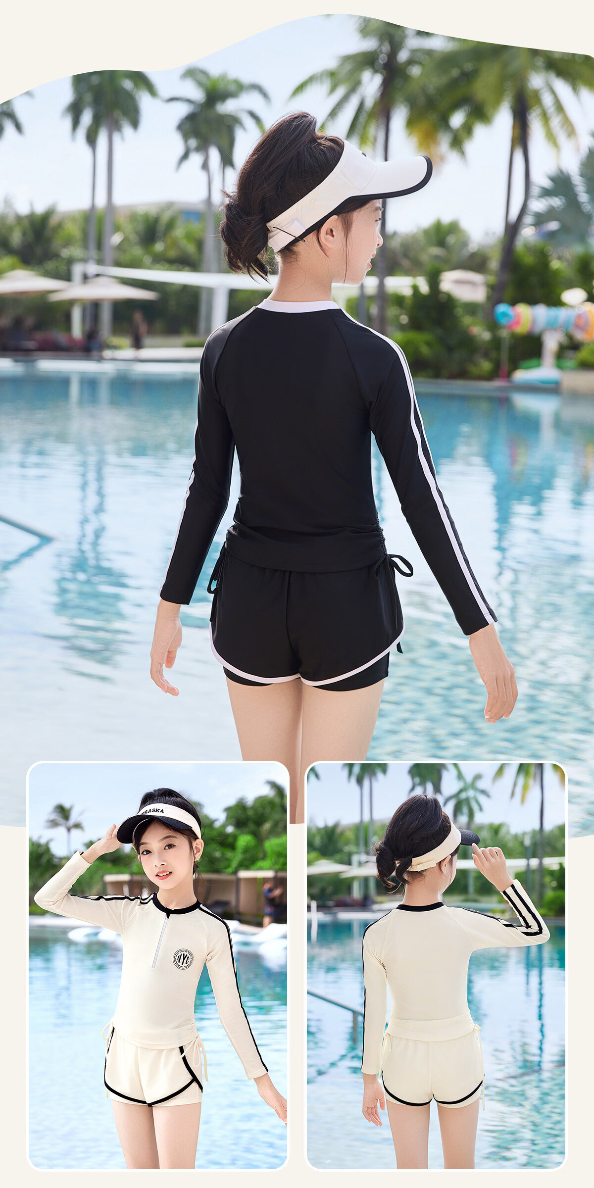 Youyou Children's Swimsuit Girls Two-Piece Teen Youth Hot Spring Swimming Set 4-Piece 35135 Light Pink Size 110 9