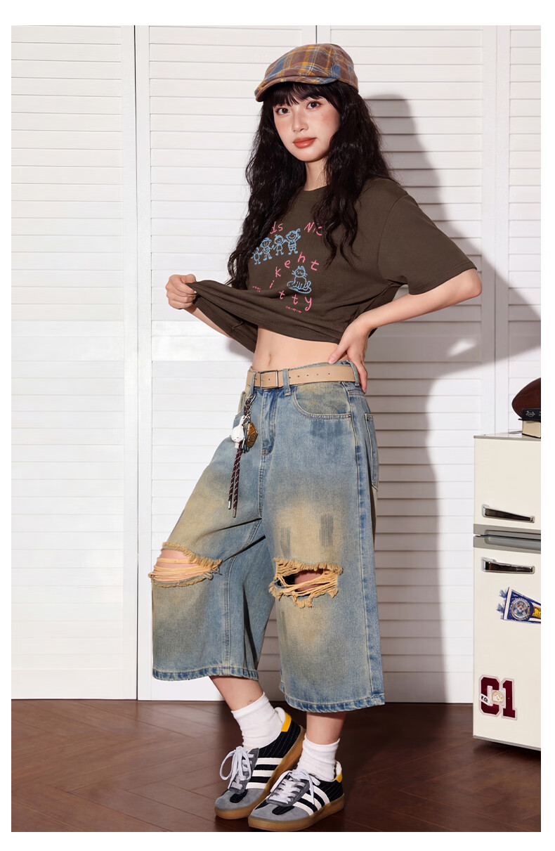 TonLion Women's Short Sleeve T-Shirt Summer Cotton Simple Korean Style Trendy Casual Loose Fit Basic Round Neck Tee 16