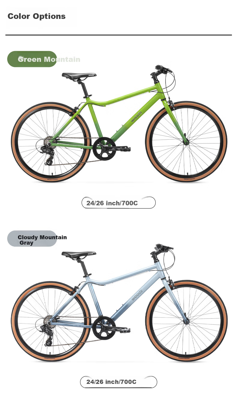 Xiaosenlin Woods T100 Aluminum Alloy Commuter 24-inch Gear Lightweight Vintage Bicycle Unisex 18