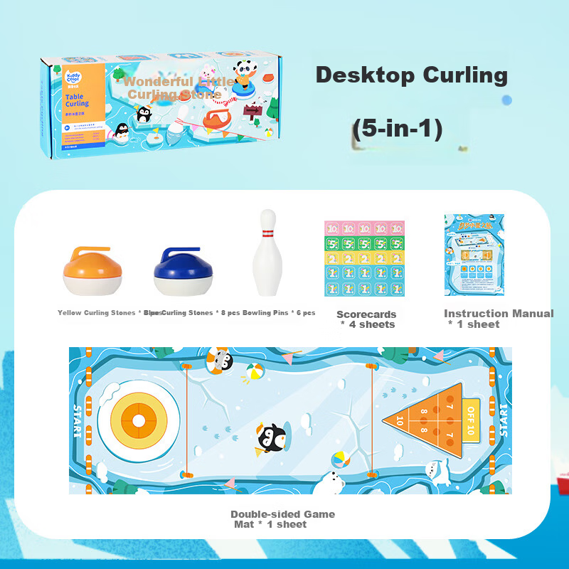 KIDDYCOLOR Kids Desktop Curling Game (5-in-1) Educational Toy Boys Parent-Child Ice Hockey Battle Board Game Birthday Gift