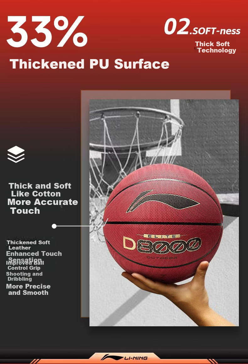 Li-Ning 4BD Basketball D8500 Adult Professional Official Size 7 Outdoor High-Strength Dustproof Wear-Resistant Ball 4
