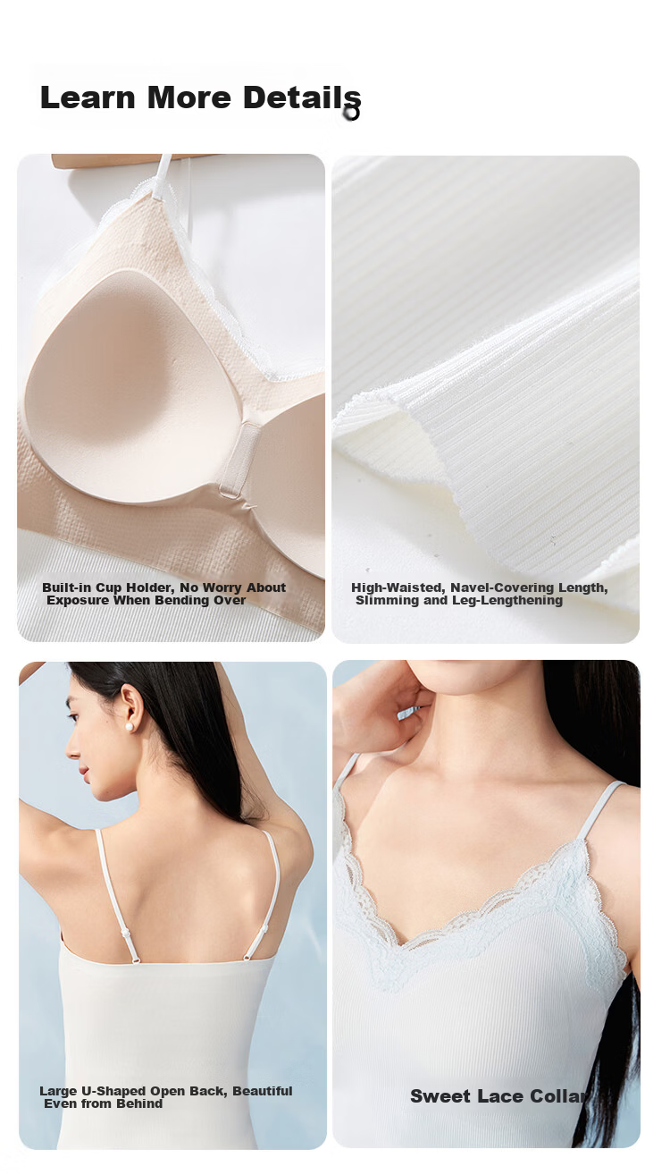 Miiow [Liu Yifei Same Style] Women's Lace Thin Camisole with Chest Pad Sleeveless Tank Top Innerwear 11