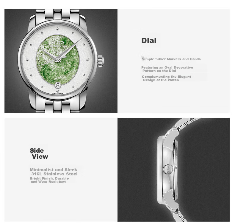 MIDO Belluna Series Fashion Elegant Automatic Mechanical Women's Stainless Steel Bracelet Watch 5