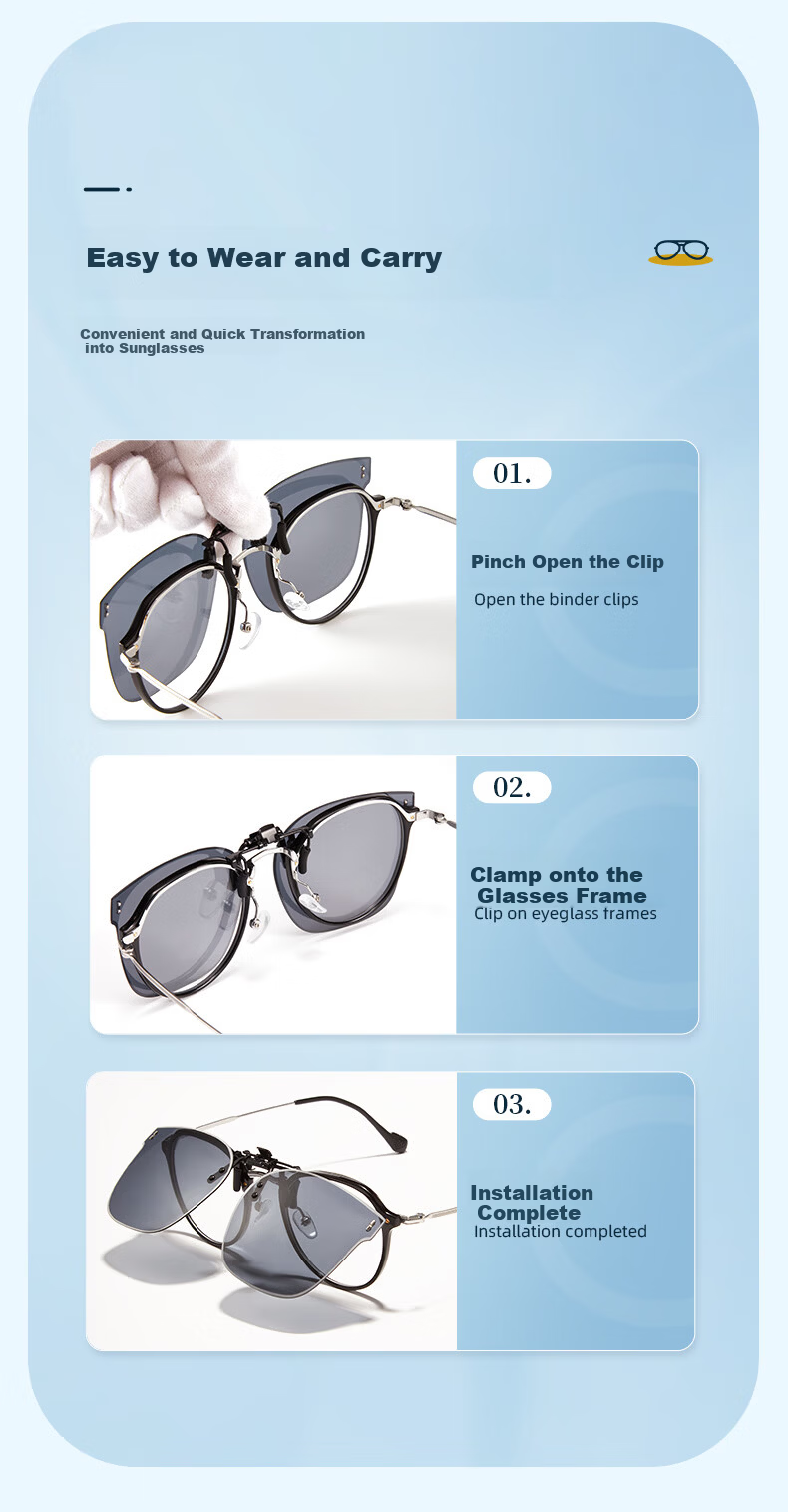 EYEPLAY Clip-On Sunglasses for Nearsightedness, Polarized, for Men And Women, Fishing, Driving, Specialized Sunglasses 8014A 6
