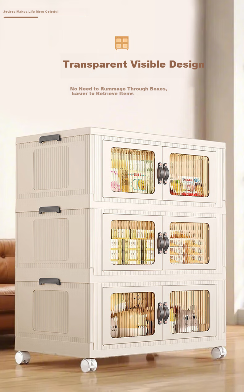 Jiabangshou Storage Cabinet, Multi-Layer Snack Storage Cabinet for Home Use, Wardrobe, Toy Organizer, Living Room And Kitchen Storage Cabinet, 4 Tiers, 65cm 2