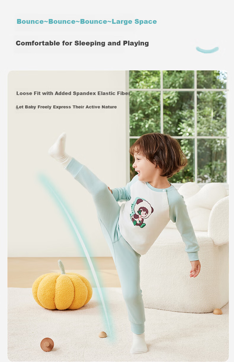 Ibaby × Outlast Space Technology Thermoregulated Deep Sleep Children's Pajamas Homewear Rabbit Drummer Size 120 8
